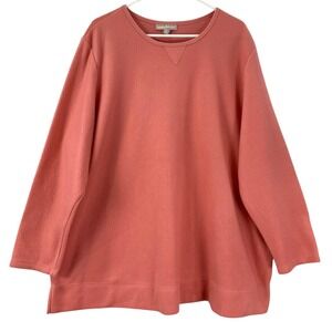 Woman Within Pink Coral Fleece Sweatshirt Pullover Crewneck 2X 26/28 Plus Size